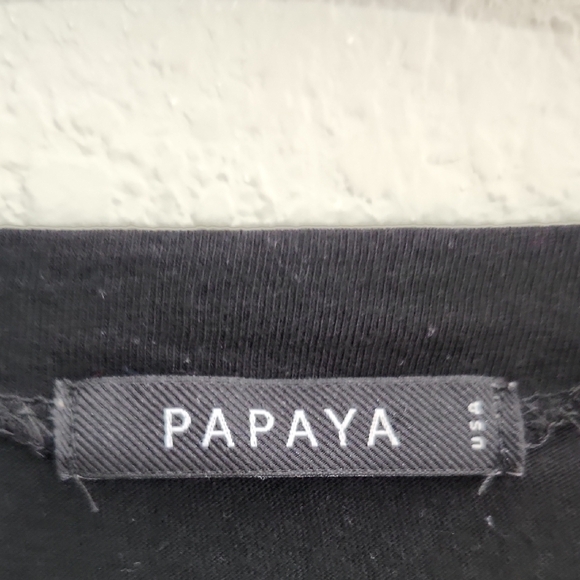 Papaya Top Black Yellow Long Sleeve Crop Top Small Y2K - Picture 3 of 8